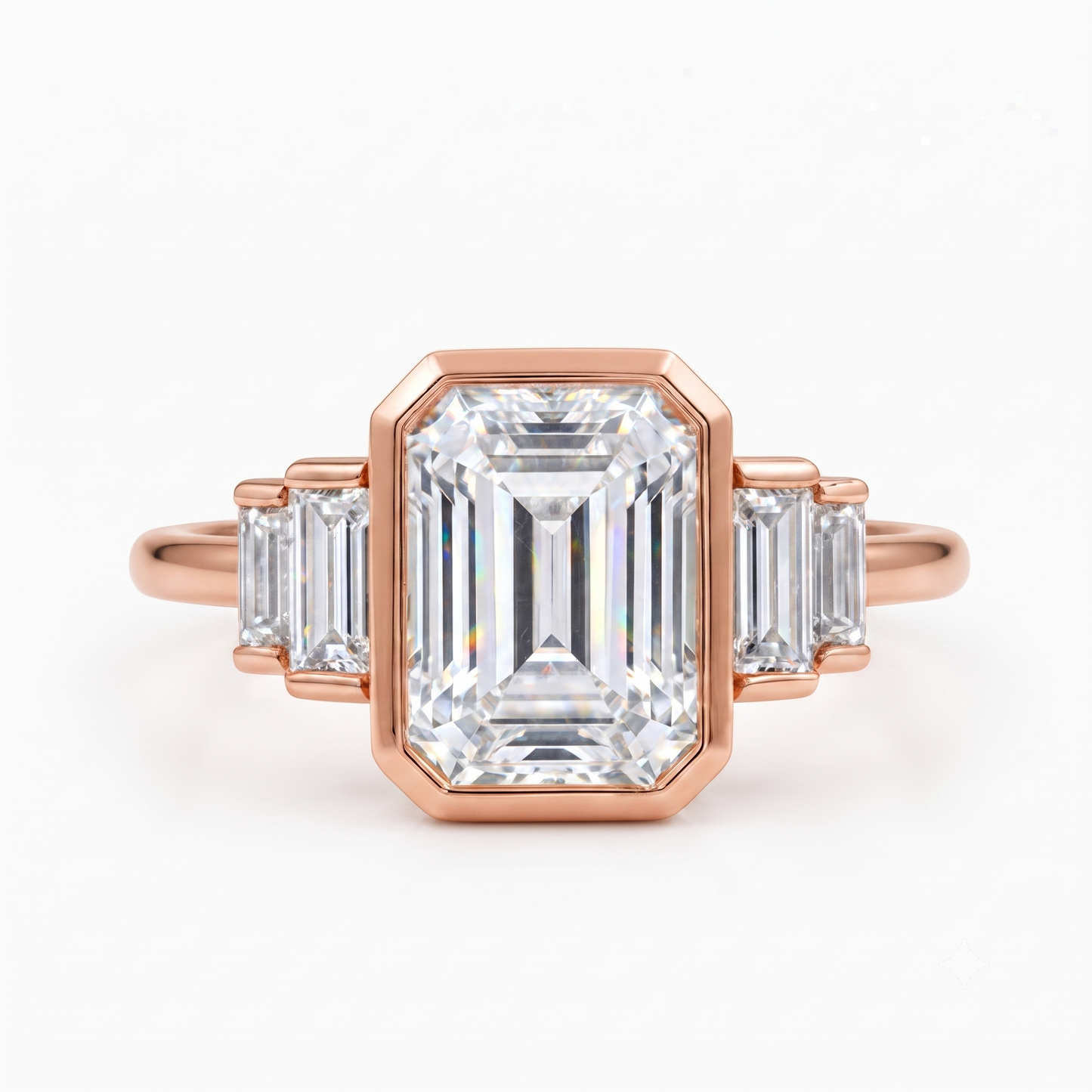 2.05 ct Bezel-Set Emerald Cut Lab Grown Diamond Engagement Ring