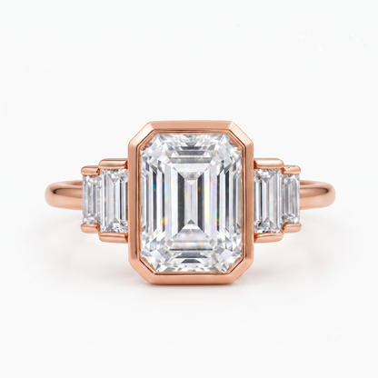 2.05 ct Bezel-Set Emerald Cut Lab Grown Diamond Engagement Ring
