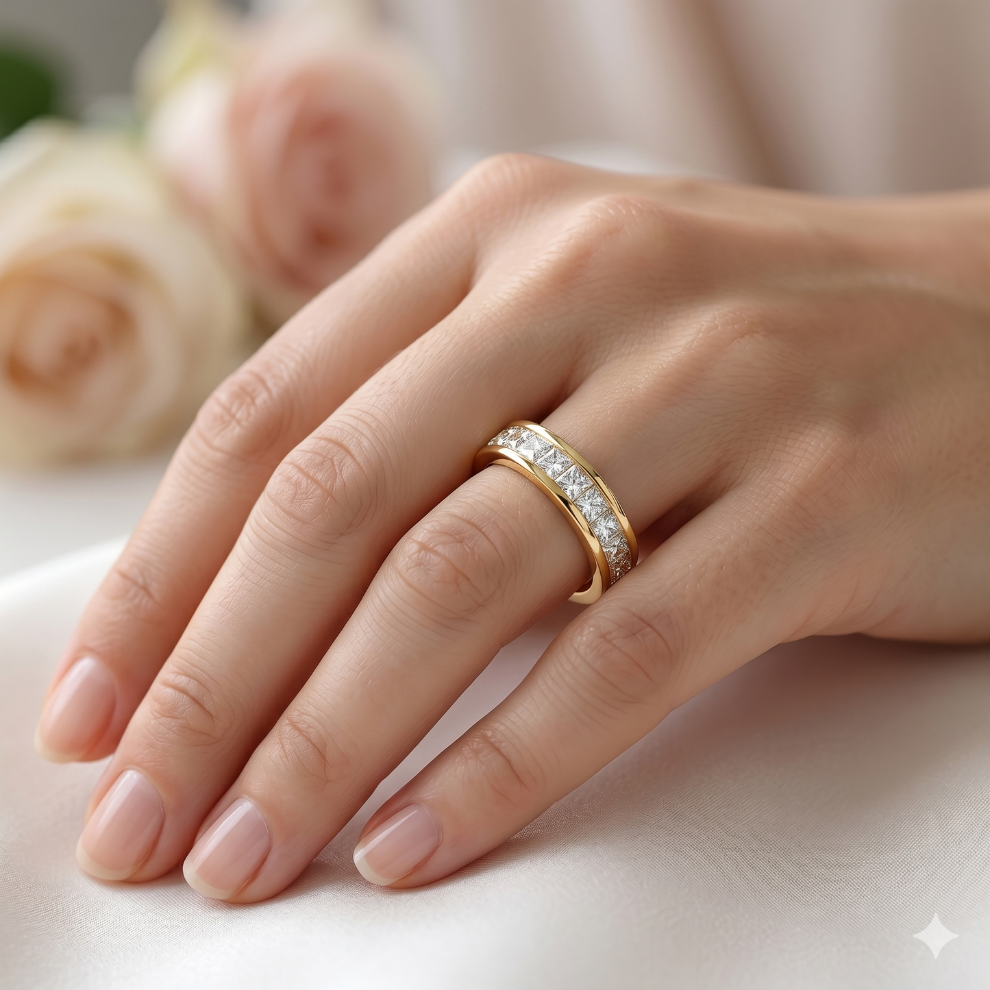 0.250Ct Princess Cut Lab Grown Diamond Wedding Band