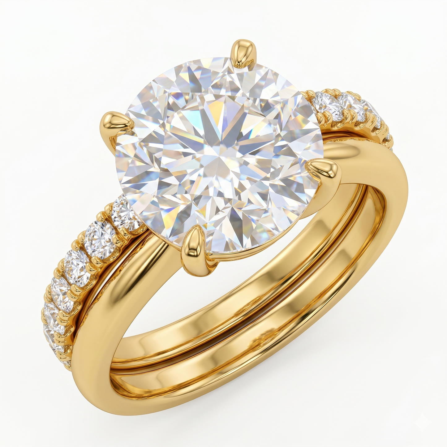 Round Cut 2.0ct Lab-Grown Engagement Ring Set