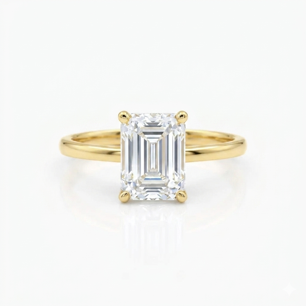 1.75 ct Emerald Lab Diamond Engagement Ring