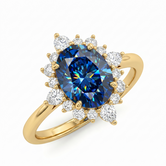 1.5ct Oval Cut Grey Engagement Lab-Grown Ring