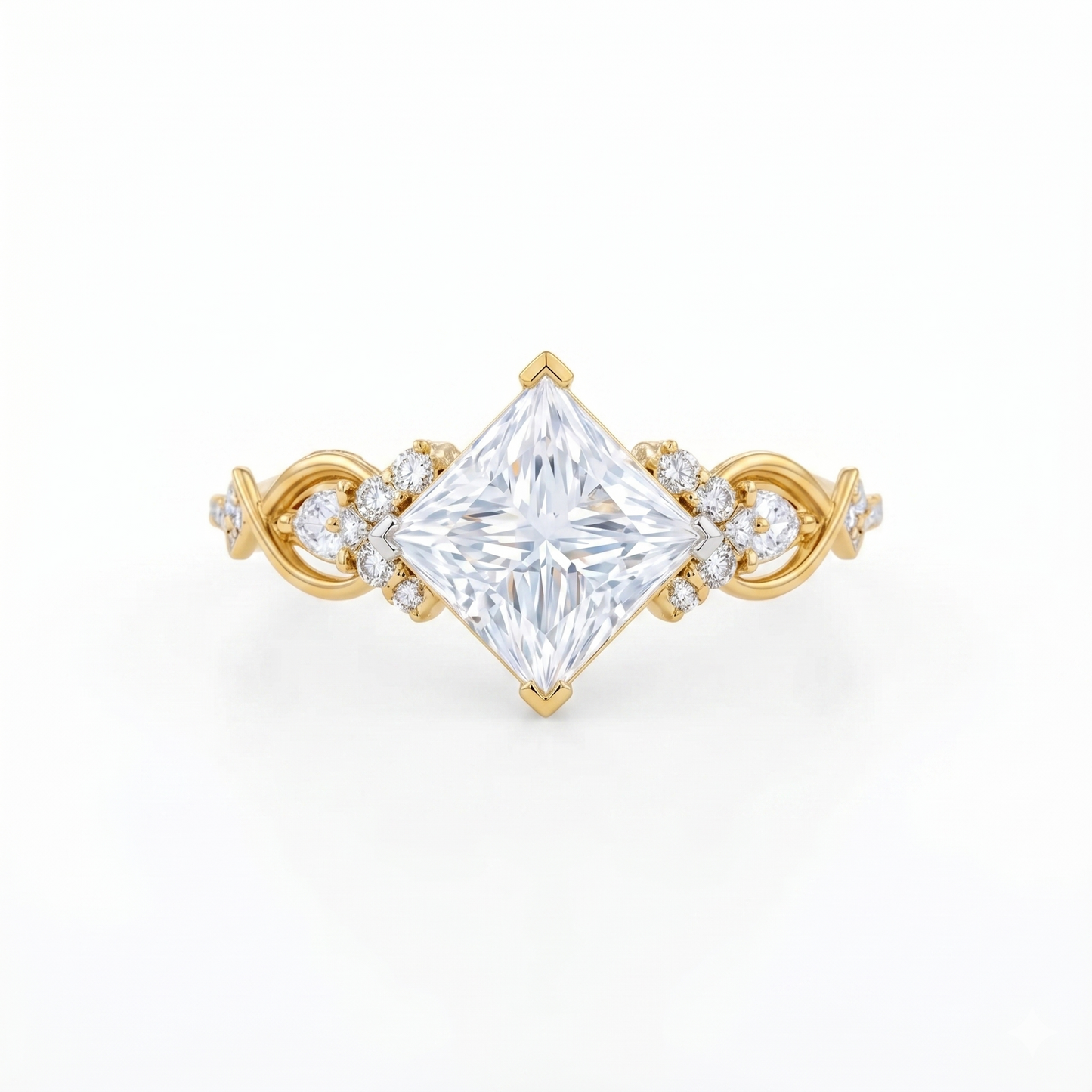 1 ct Princess Lab Diamond Twist Engagement Ring