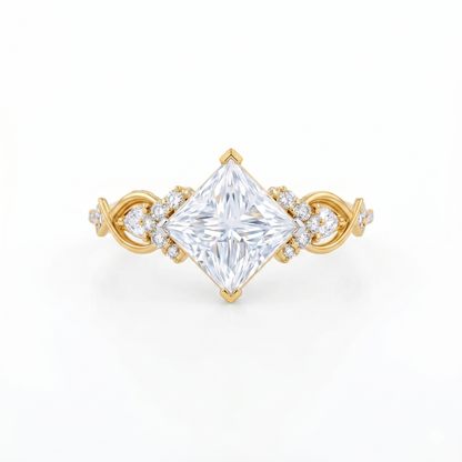 1 ct Princess Lab Diamond Twist Engagement Ring