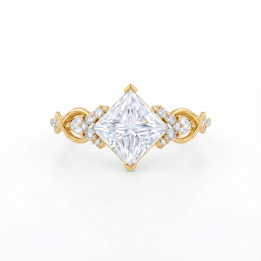 1 ct Princess Lab Diamond Twist Engagement Ring