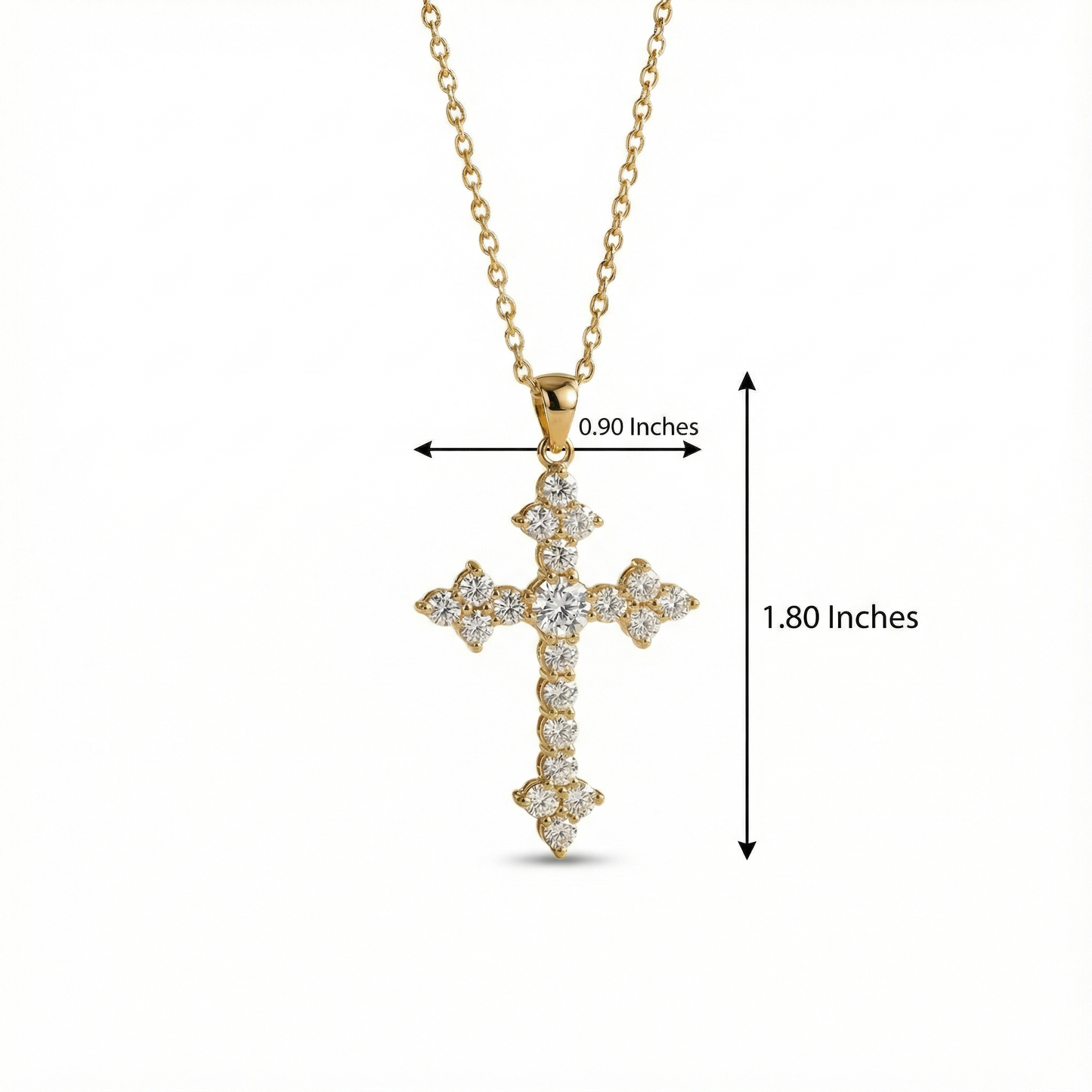 1.00Ct Dainty Lab-Grown Cross Necklace 14K Gold Pendant