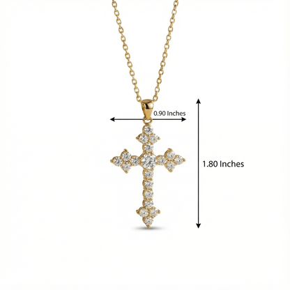 1.00Ct Dainty Lab-Grown Cross Necklace 14K Gold Pendant