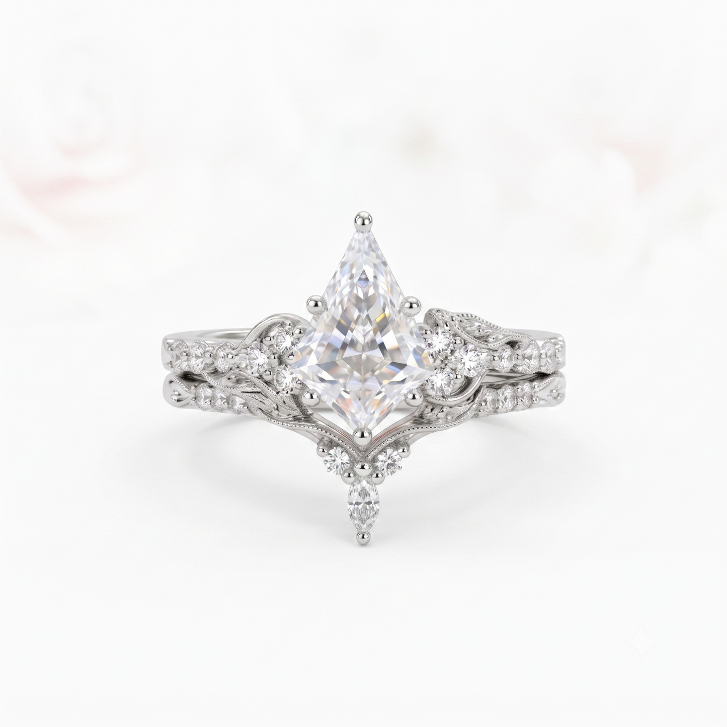 1.69 Ct Kite Cut Lab Grown Diamond Engagement Ring Set