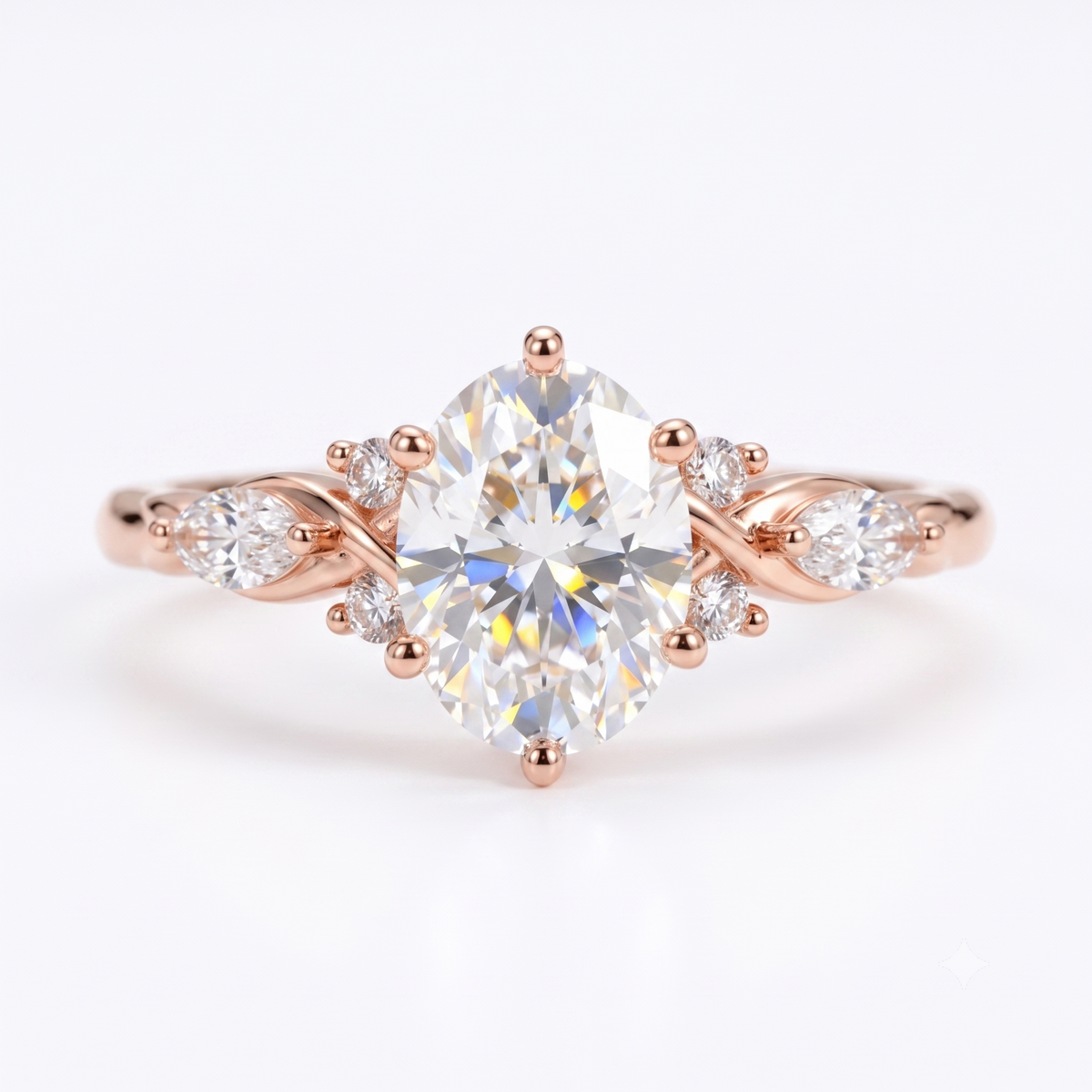 6*8mm Oval cut Natural Diamond Engagement Ring,Stacking ring