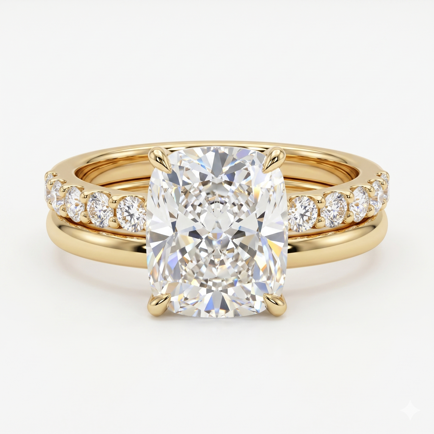 3.00ct Cushion Cut Lab -Grown Engagement Ring set