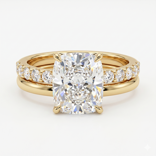 3.00ct Cushion Cut Lab -Grown Engagement Ring set