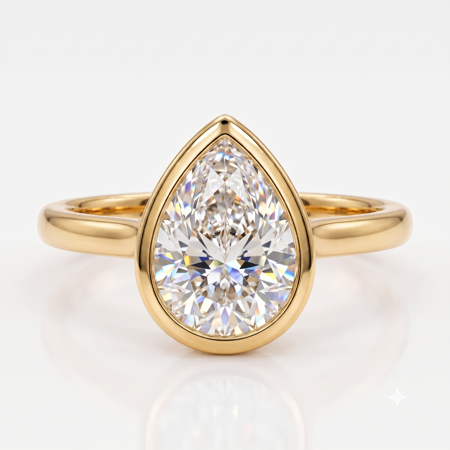 Pear Bezel Diamond Ring 1.25ct – 14K Gold Engagement & Bridal Ring