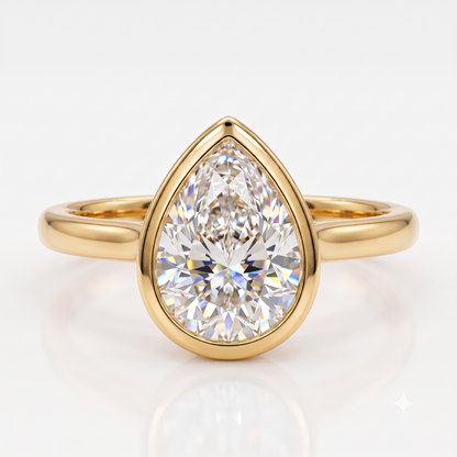 Pear Bezel Diamond Ring 1.25ct – 14K Gold Engagement & Bridal Ring