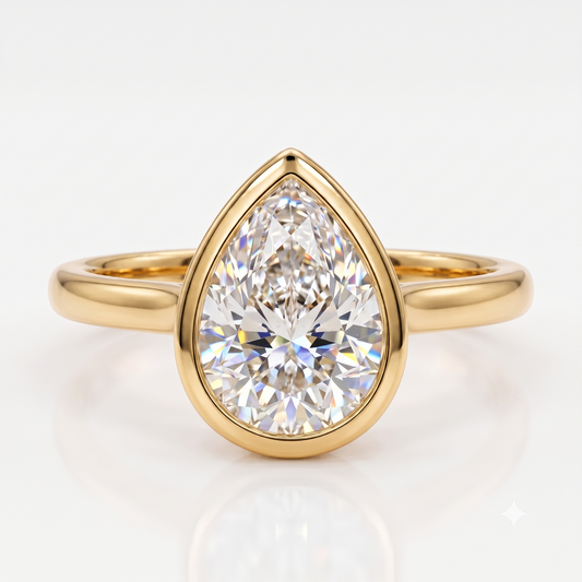 Pear Bezel Diamond Ring 1.25ct – 14K Gold Engagement & Bridal Ring