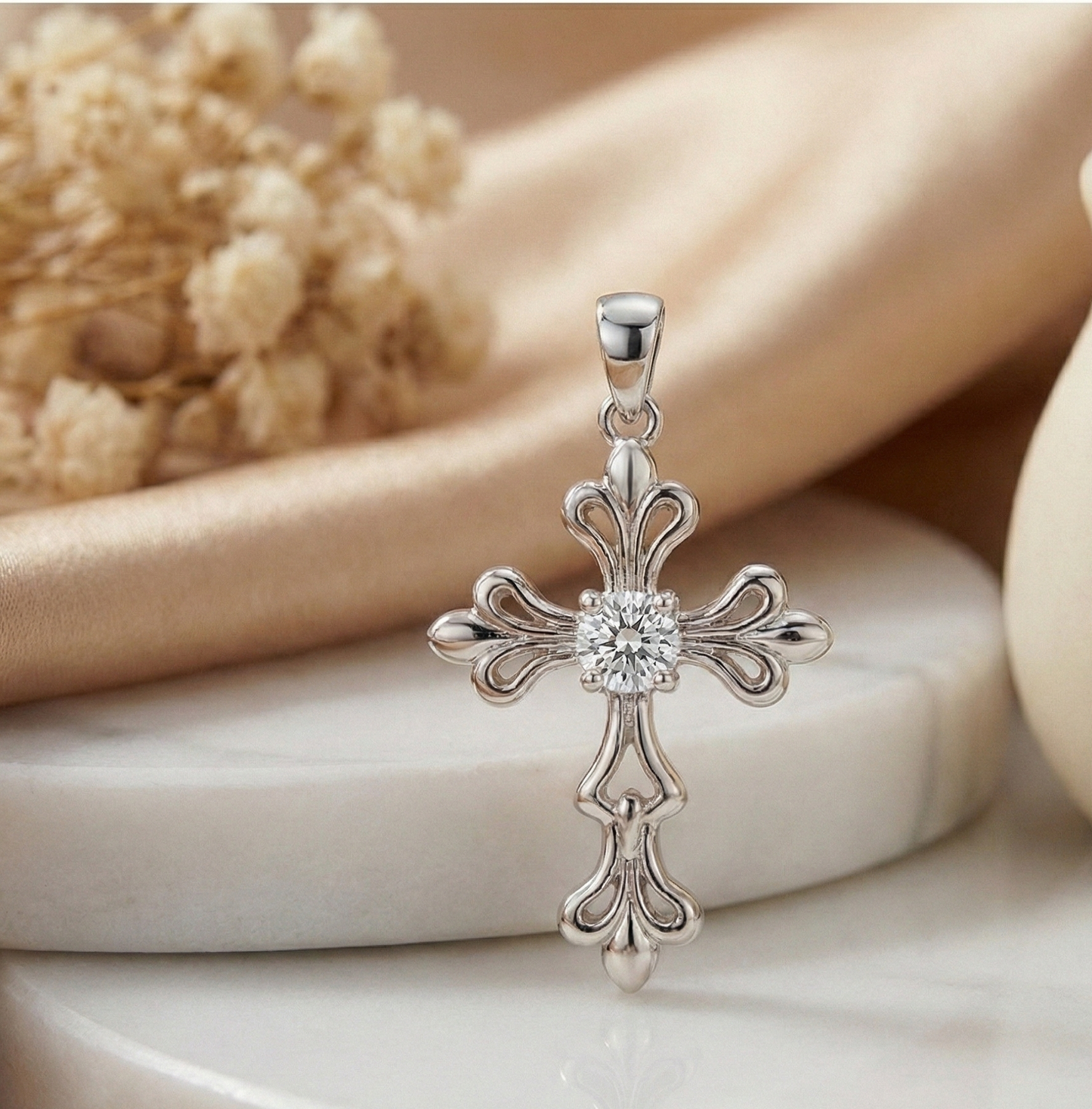 0.600ct Lab-Grown Cross Necklace