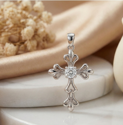 0.600ct Lab-Grown Cross Necklace