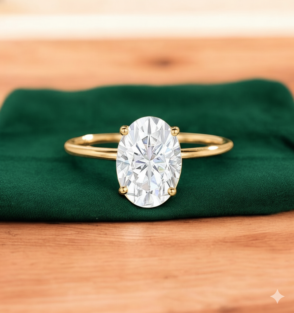 2.640 ct Vintage Oval Cut Moissanite Engagement Ring