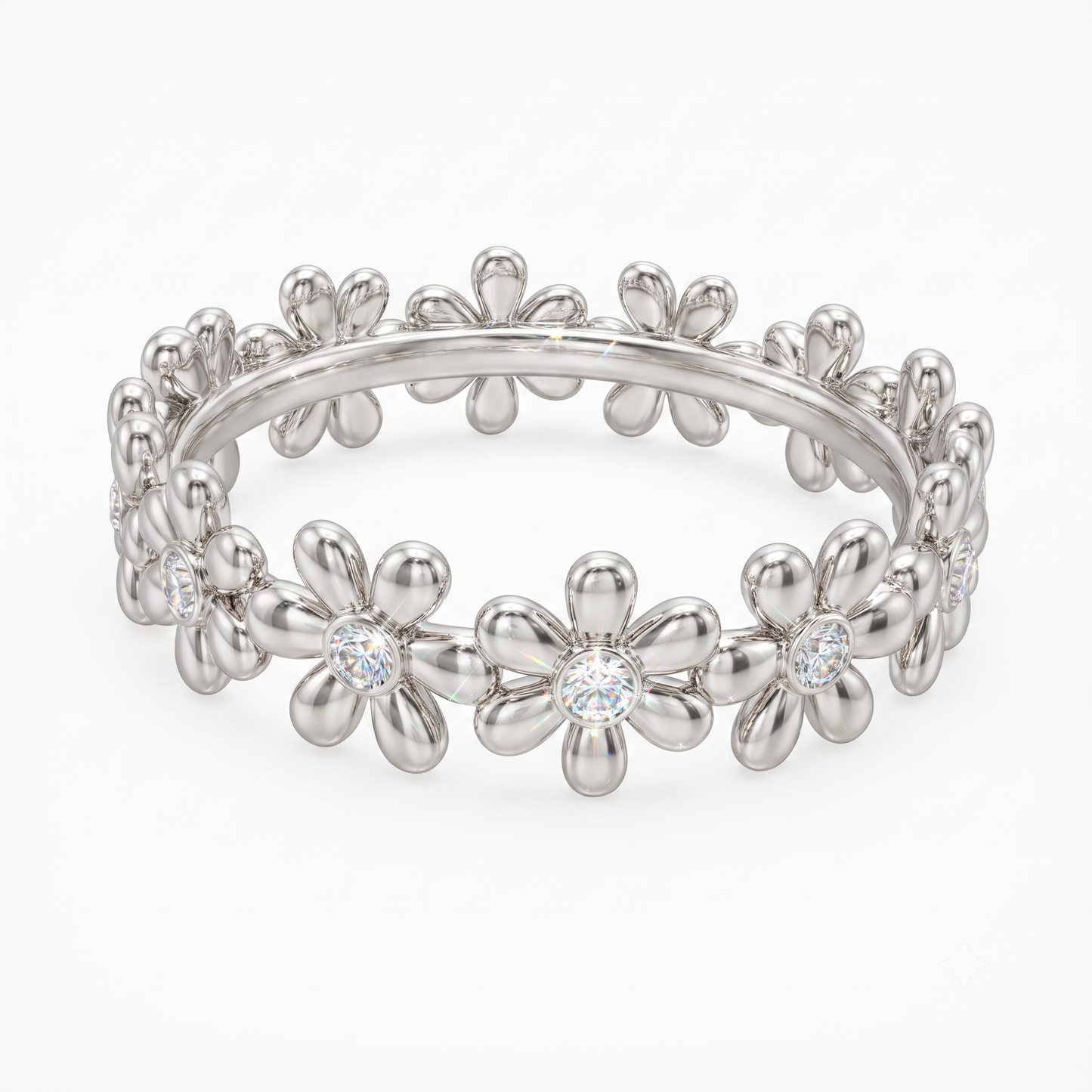0.280 ct Daisy Flower Lab Grown Diamond Eternity Band in 14K Gold