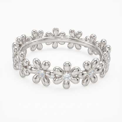 0.280 ct Daisy Flower Lab Grown Diamond Eternity Band in 14K Gold