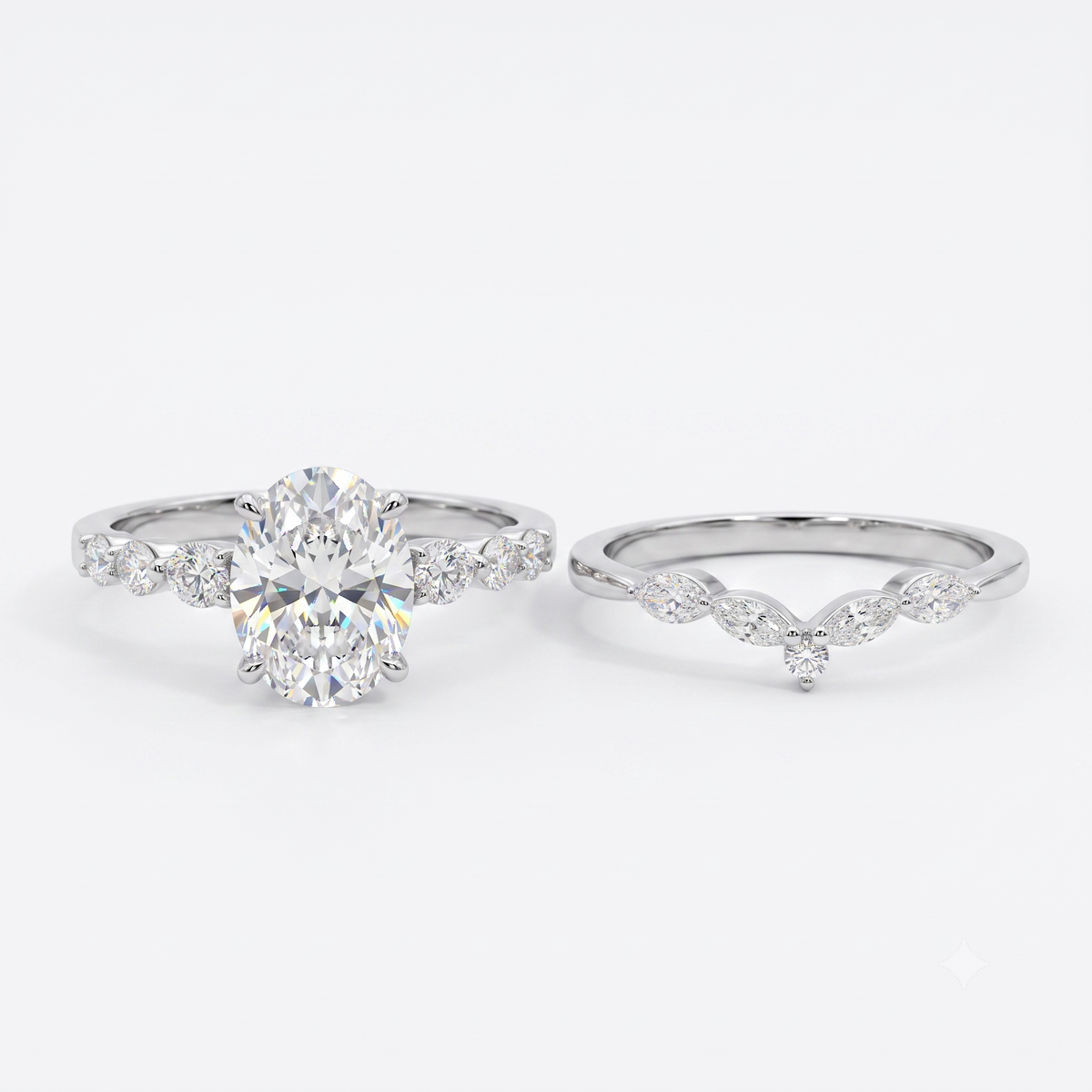 1.80 Ct Oval Lab-Grown Diamond Engagement Ring Set