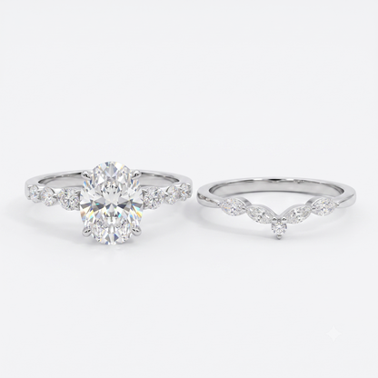 1.80 Ct Oval Lab-Grown Diamond Engagement Ring Set