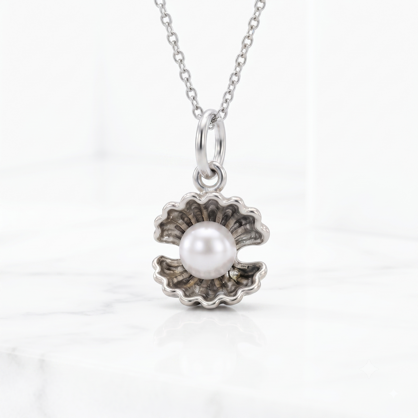 Pearl Oyster Necklace, 14K Gold Pearl Pendant Necklace