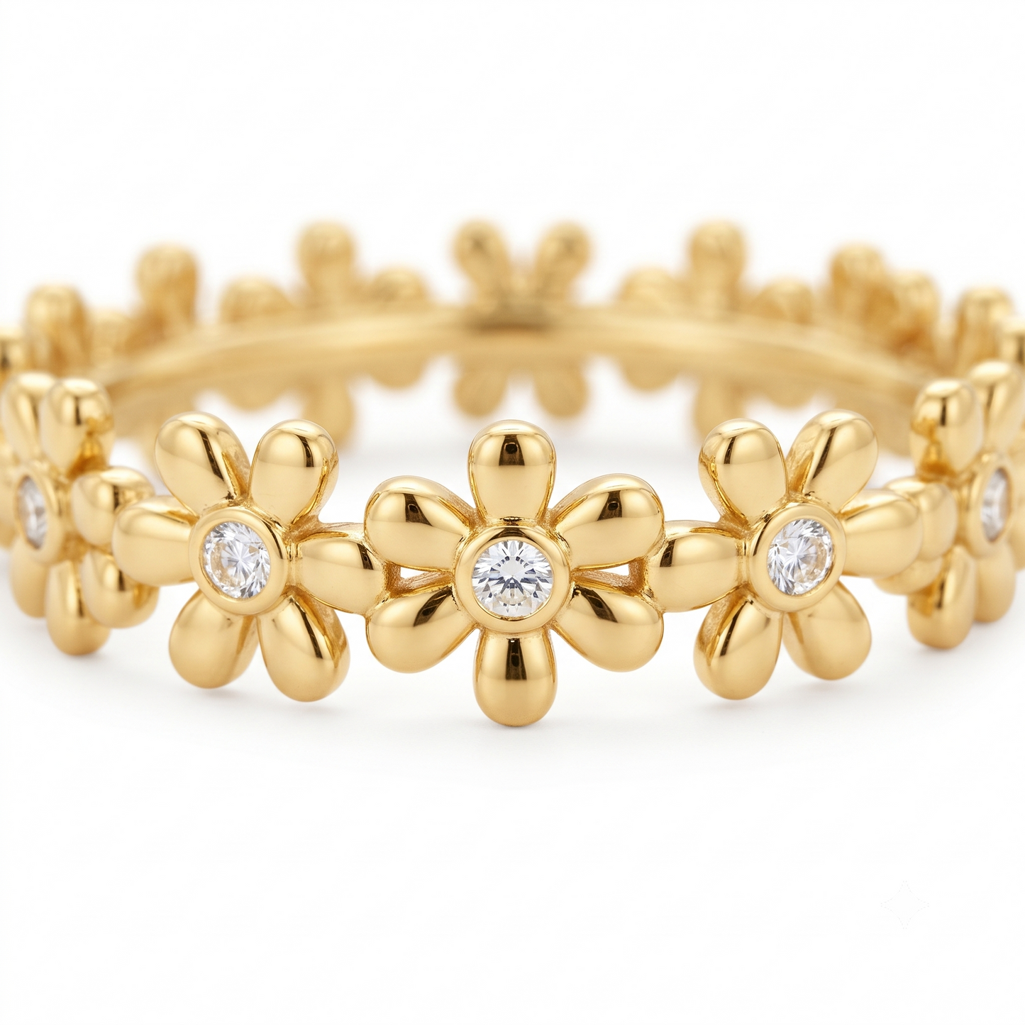 0.280 ct Daisy Flower Lab Grown Diamond Eternity Band in 14K Gold