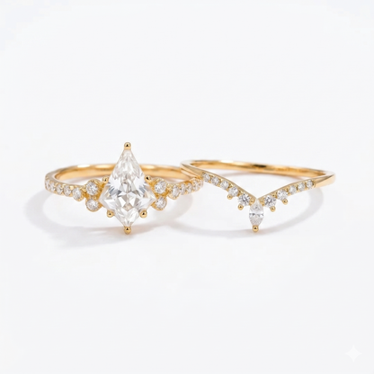 1.905 ct Kite-Cut Lab-Grown Diamond Engagement Ring Set