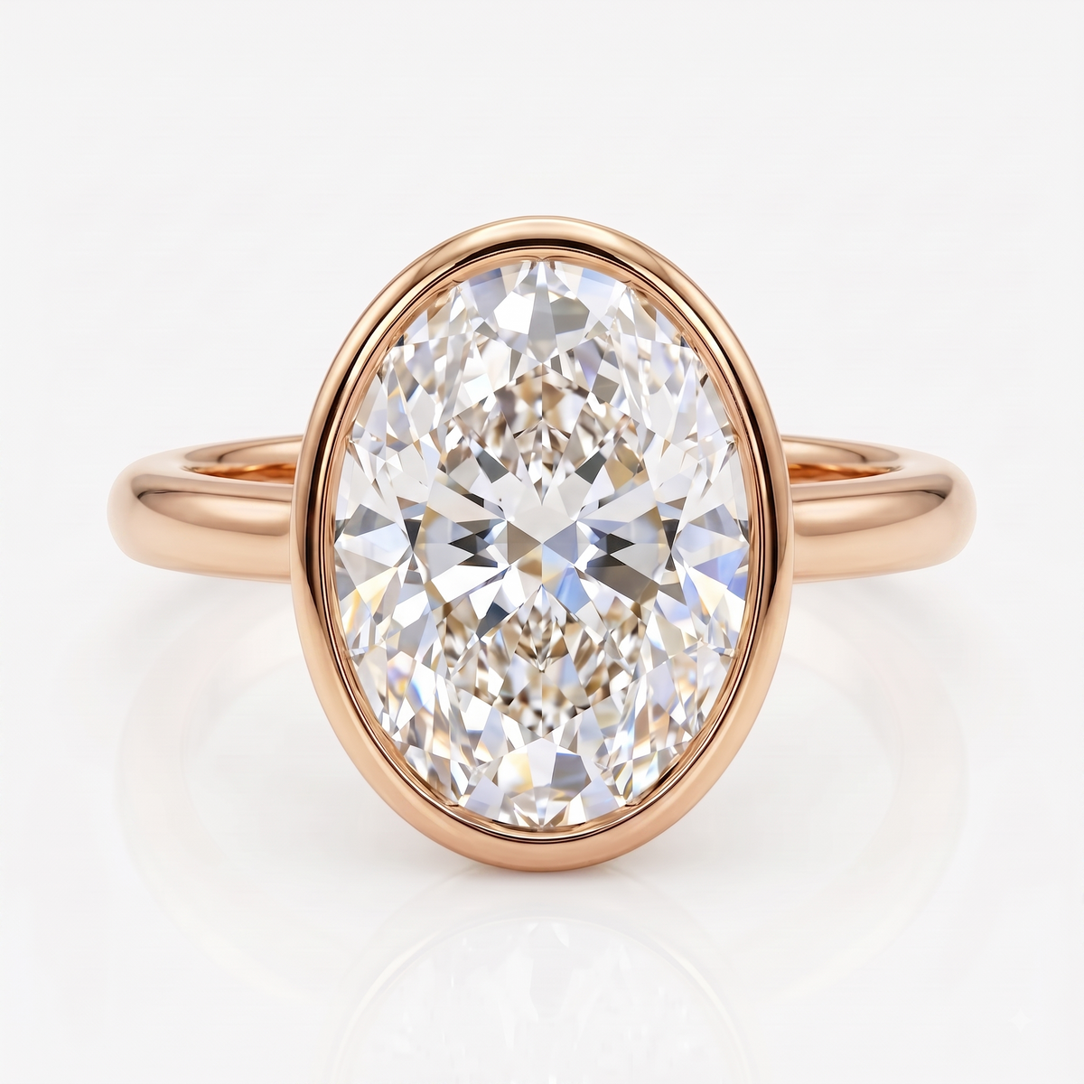 2.00 ct Oval diamond Bezel set lab-grown diamond ring