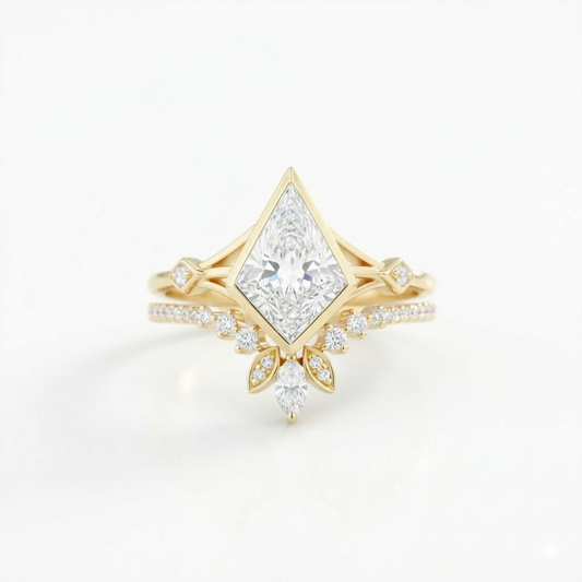 1.860ct Kite Cut Moissanite Engagement Ring