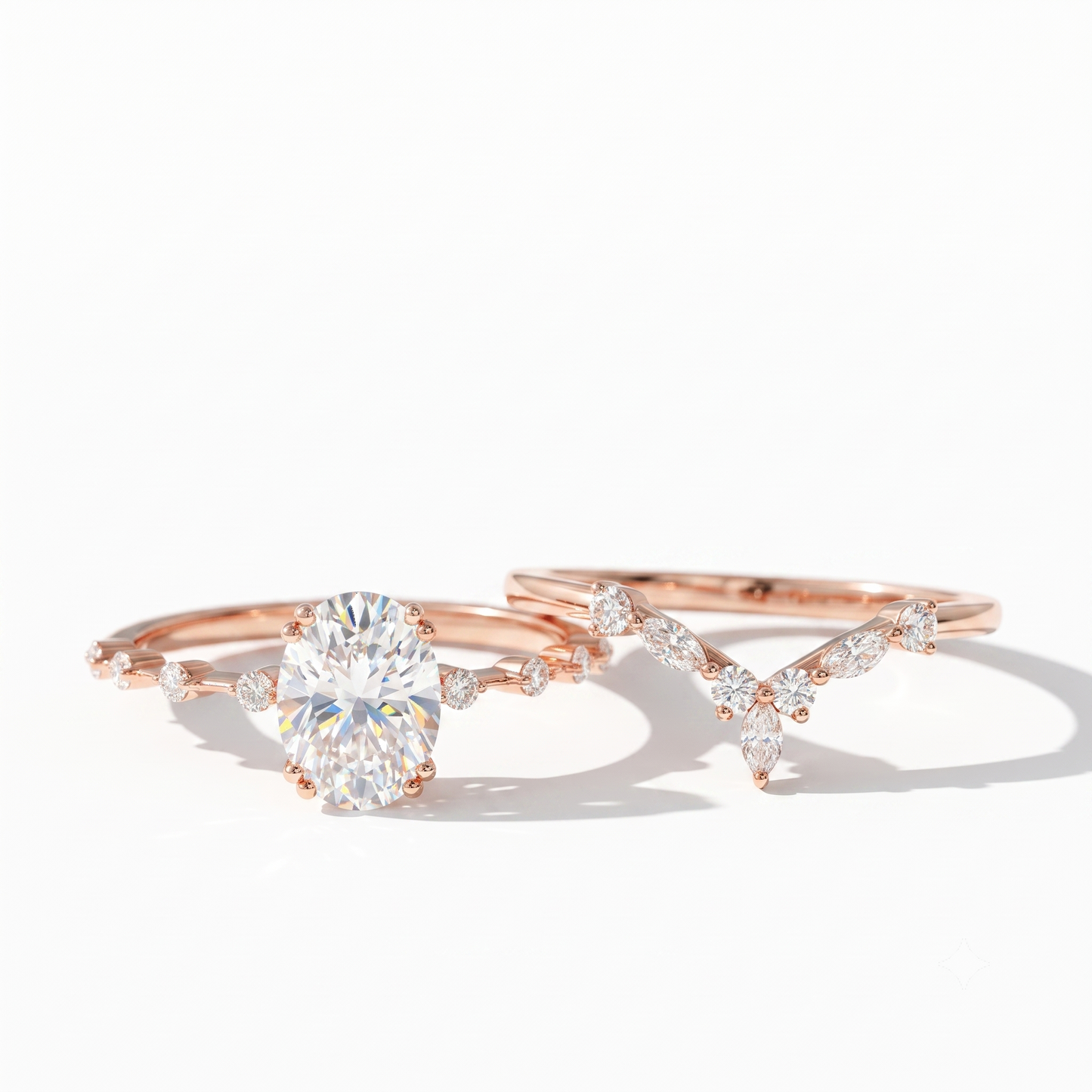1.50 Ct Oval Lab-Grown Engagement Ring Set – 14K Gold