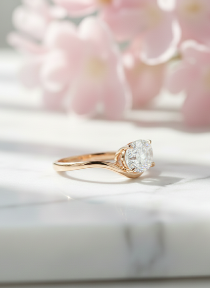 1.50 ct Oval Lab-Grown Engagement Ring - Curved Solitaire