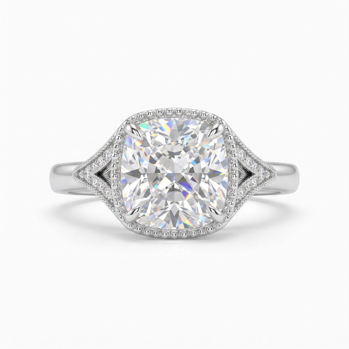 Old Mine Cut Antique Cushion Cut Lab-Grown Engagement Ring