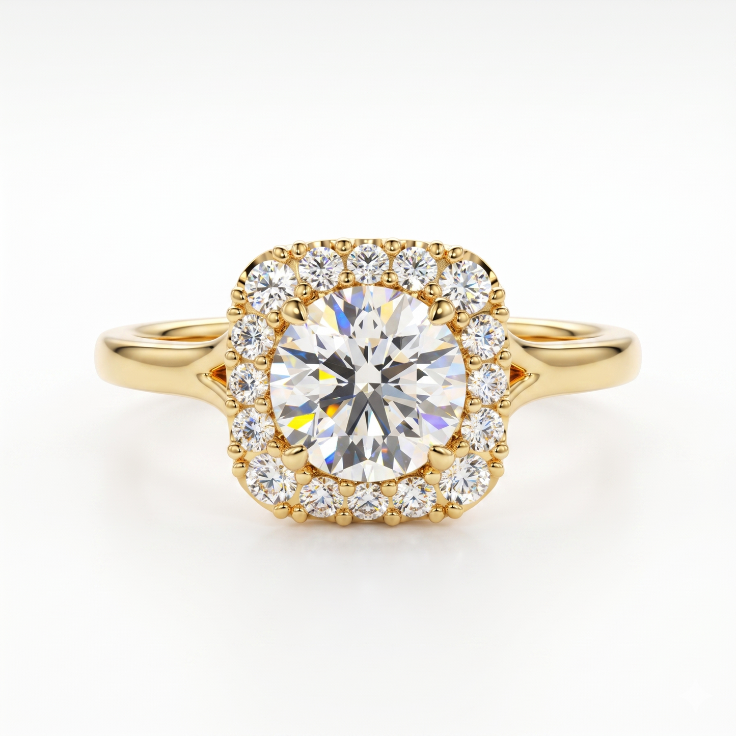1.10 TCW Round Cut VVS1 Lab-Grown Halo Engagement Ring Solid 14K White Gold