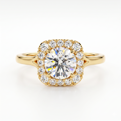 1.10 TCW Round Cut VVS1 Lab-Grown Halo Engagement Ring Solid 14K White Gold