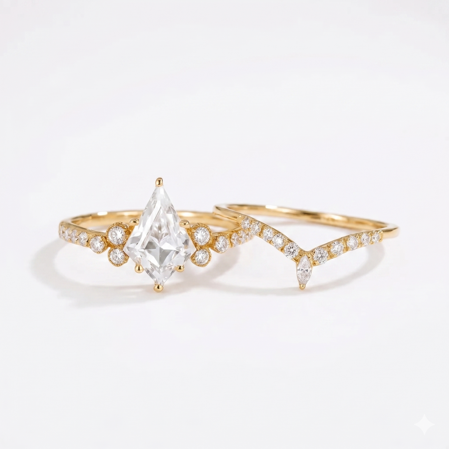 1.930 ct Kite‑Cut Lab‑Grown Diamond Engagement Ring Set