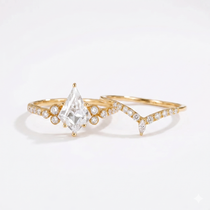 1.930 ct Kite‑Cut Lab‑Grown Diamond Engagement Ring Set