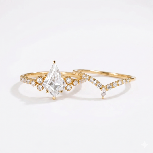 1.930 ct Kite‑Cut Lab‑Grown Diamond Engagement Ring Set