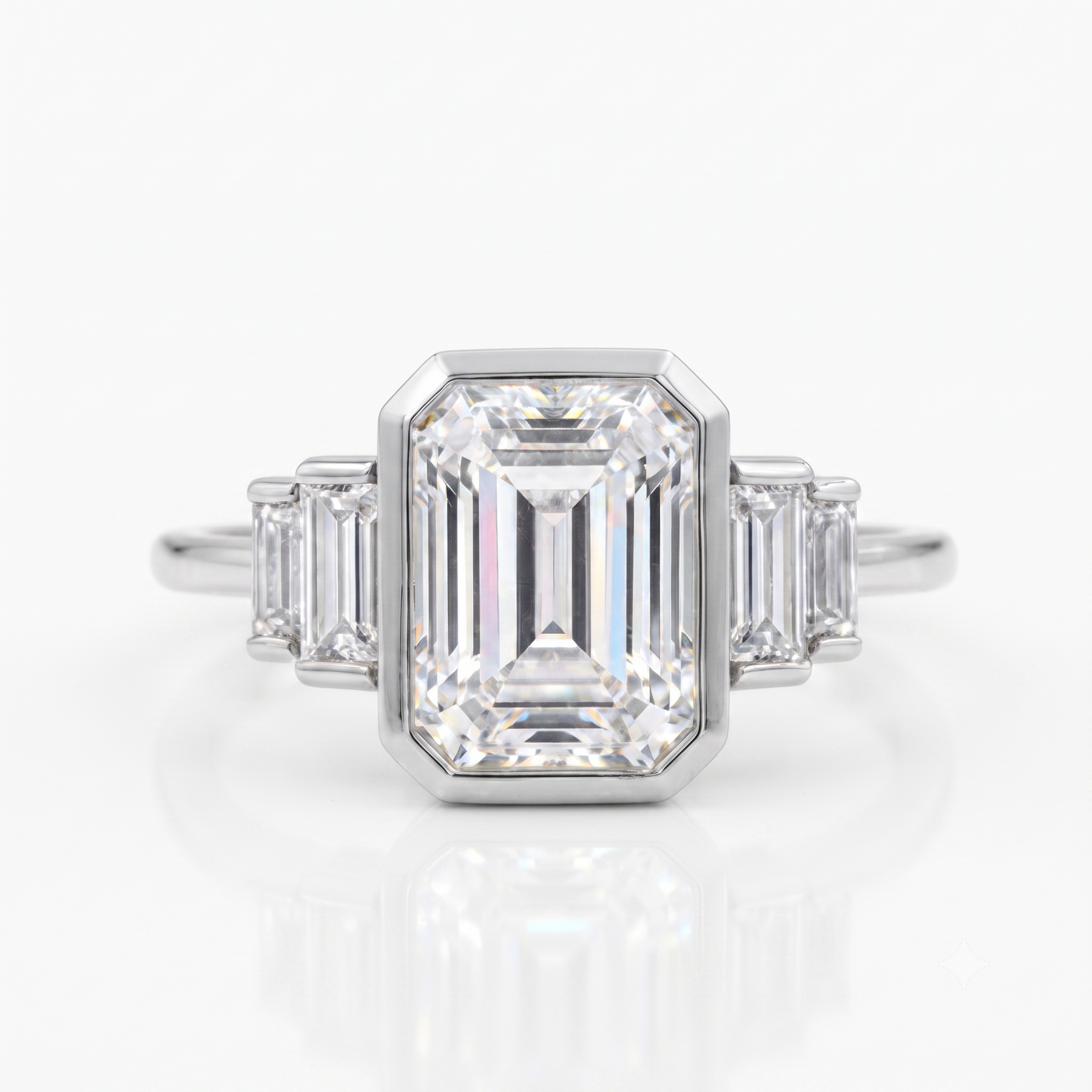 2.05 ct Bezel-Set Emerald Cut Lab Grown Diamond Engagement Ring