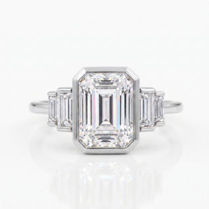 2.05 ct Bezel-Set Emerald Cut Lab Grown Diamond Engagement Ring