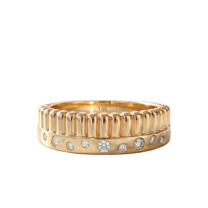 0.13 Ct Lab-Grown Diamond Line Wedding Band – 14K Gold