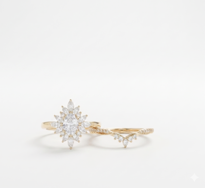 1.70 Ct Pear Cut Diamond Bridal Set – Halo Engagement Ring