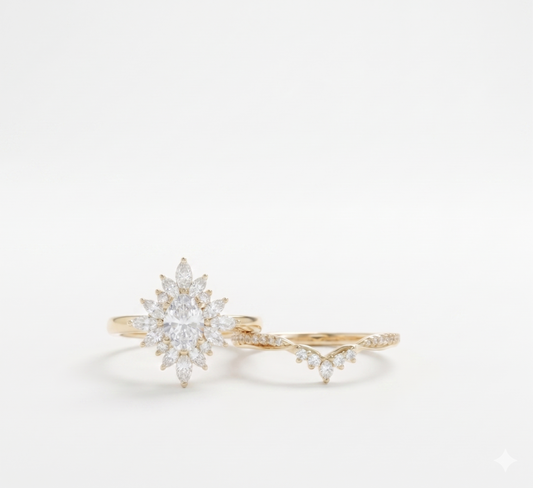 1.70 Ct Pear Cut Diamond Bridal Set – Halo Engagement Ring