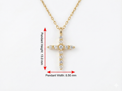 0.150 Ct Dainty Cross Pendant Necklace