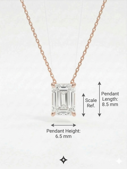 2 Ct Emerald Cut Lab Diamond Necklace