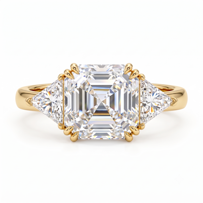 1.50CT Asscher Cut Three Stone Ring Lab-Grown Engagement Ring