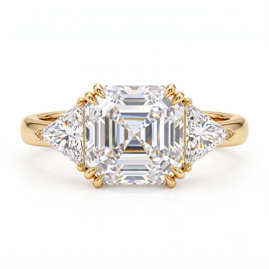 1.50CT Asscher Cut Three Stone Ring Lab-Grown Engagement Ring