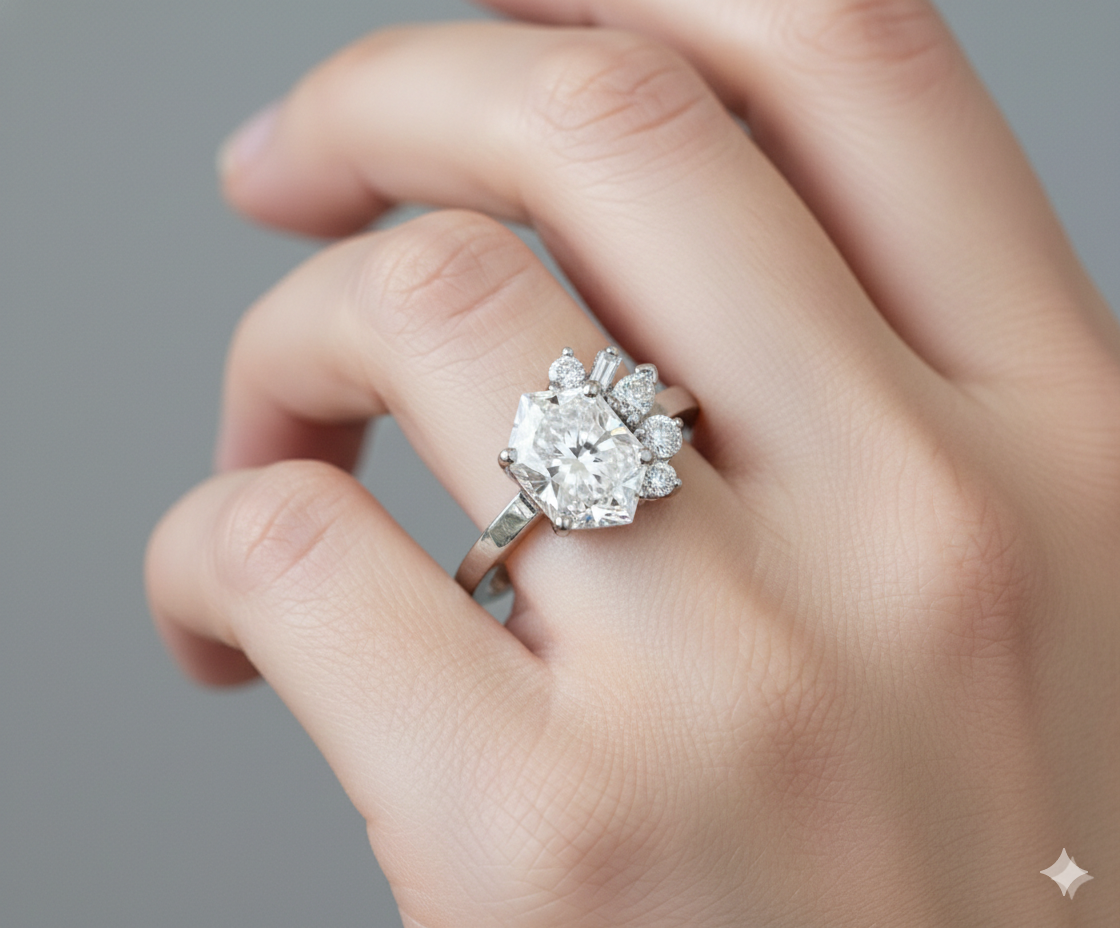 1.90 Ct Hexagon Lab Grown Diamond Engagement Ring