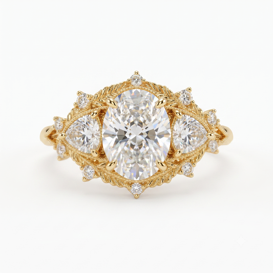 2.00ct Oval Lab-Grown engagement ring art deco