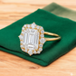 3.5ct Emerald Cut Moissanite Engagement Ring • Unique Vintage Yellow Gold Bridal Ring